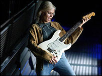 Model Mar-Liis Ival with the Stratocaster and the Cherokee jacket